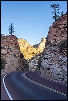 Car approaching on Carmel-Zion Road. Zion National Park ( color)