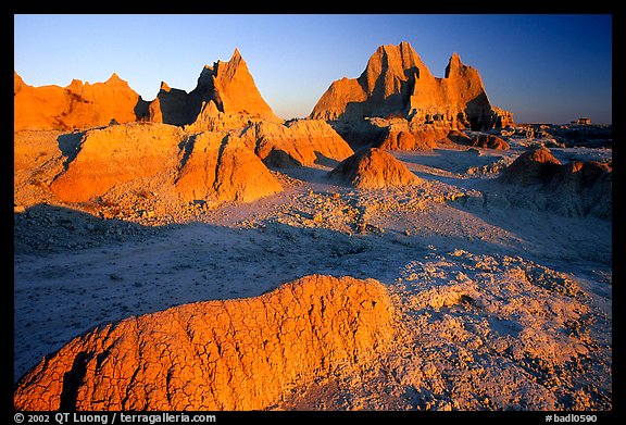 Erosion formations, Cedar Pass, sunrise. Badlands National Park