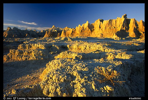 Erosion formations, Cedar Pass, sunrise. Badlands National Park