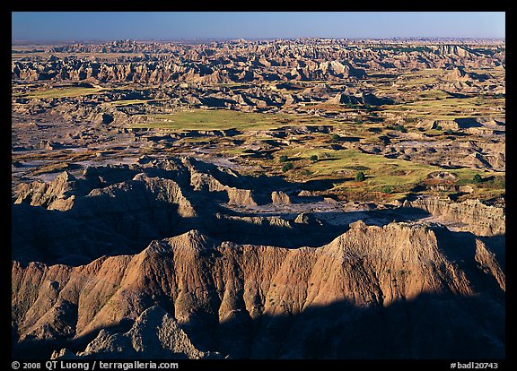 Badlands and prairie seen from above. Badlands National Park (color)