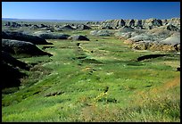 Badlands and Prairie at Yellow Mounds overlook. Badlands National Park, South Dakota, USA.