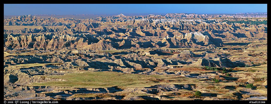 Prairie mixed with badland ridges. Badlands National Park (color)