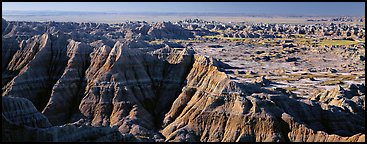 Scenic landscape of badlands. Badlands National Park (Panoramic color)