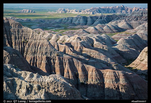 Buttes and ridges with shadows. Badlands National Park (color)