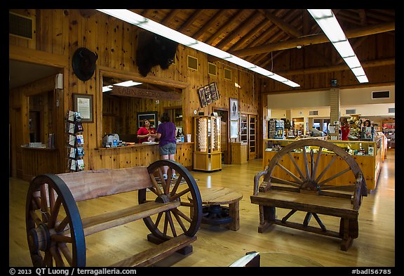 Lobby, Cedar Pass Lodge. Badlands National Park, South Dakota, USA.