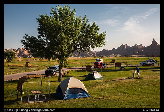 Campground and badlands. Badlands National Park (color)