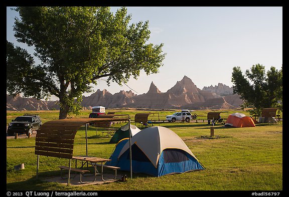 Tent camping. Badlands National Park (color)