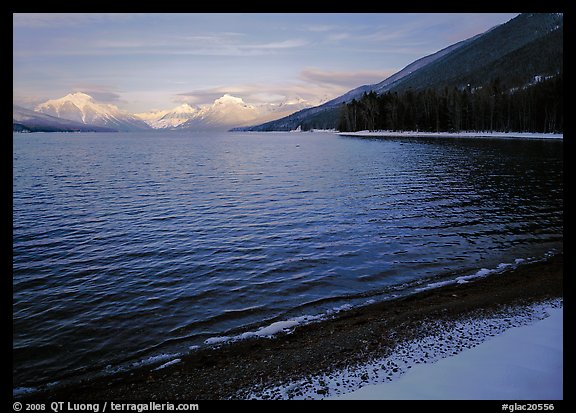 Lake McDonald in winter. Glacier National Park, Montana, USA.
