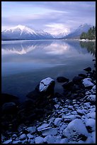 Shores of Lake McDonald in winter. Glacier National Park, Montana, USA.