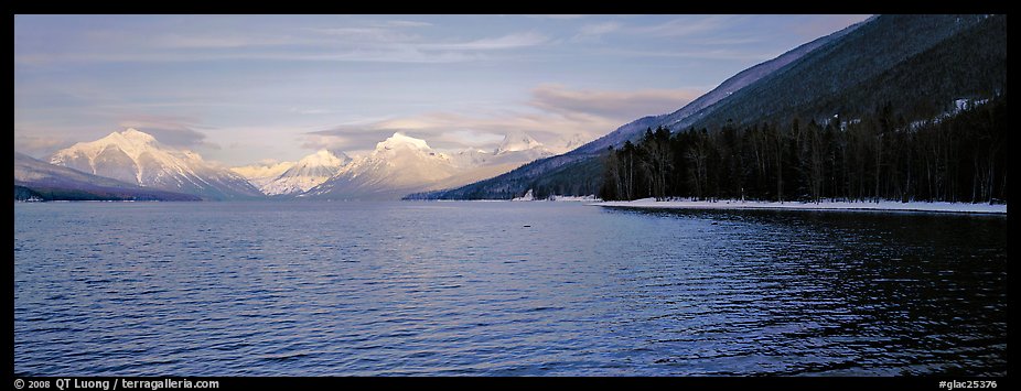 Snowy mountains across Mc Donald Lake. Glacier National Park (color)