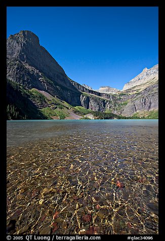 Pebbles, Grinnell Lake and Angel Wing, morning. Glacier National Park, Montana, USA.