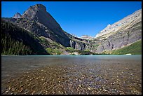 Pebbles in Grinnell Lake, Angel Wing, and the Garden Wall. Glacier National Park, Montana, USA. (color)