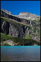 Grinnell Falls and Grinnell Lake turquoise waters. Glacier National Park ( color)