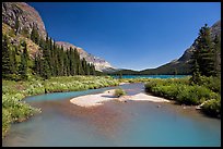 Stream at the head of Josephine Lake. Glacier National Park, Montana, USA. (color)