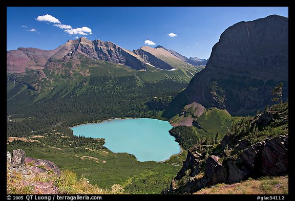 Grinnell Lake, Angel Wing, and Allen Mountain, afternoon. Glacier National Park (color)