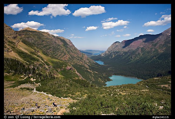 Many Glacier Valley with Grinnell Lake and Josephine Lake. Glacier National Park, Montana, USA.