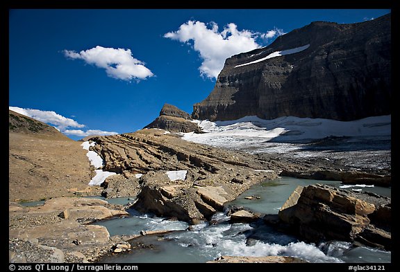 Outlet stream, Grinnell Glacier and Garden Wall. Glacier National Park (color)