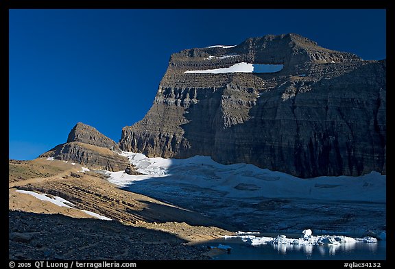 Garden wall above Upper Grinnell Lake and Glacier, late afternoon. Glacier National Park (color)