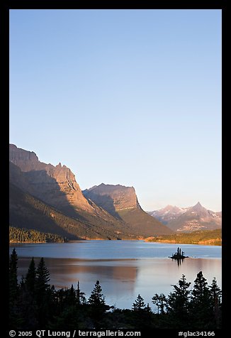St Mary Lake and Wild Goose Island at sunrise. Glacier National Park (color)