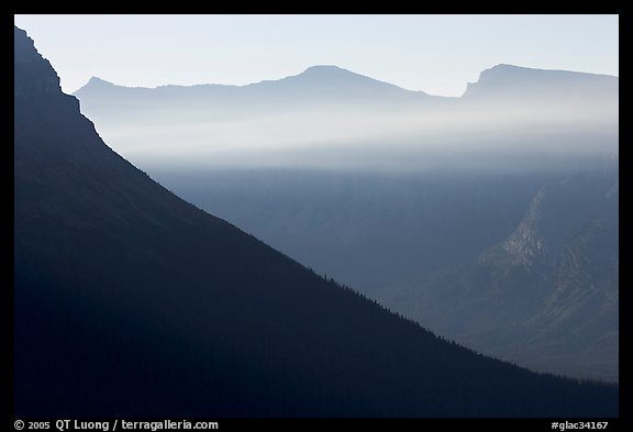 Ridge and light seen from Logan Pass. Glacier National Park (color)