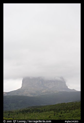 Cloud-covered Chief Mountain. Glacier National Park (color)