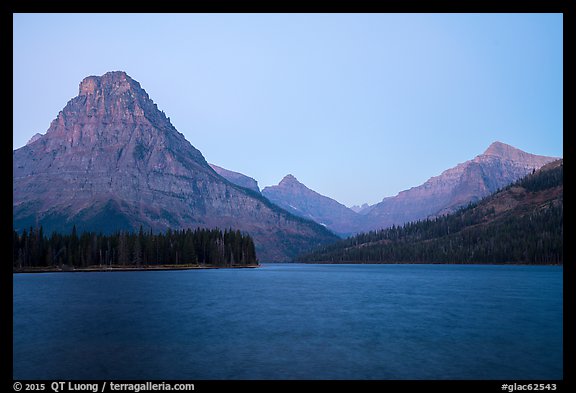 Sinopah Mountain above Two Medicine Lake at dawn. Glacier National Park (color)