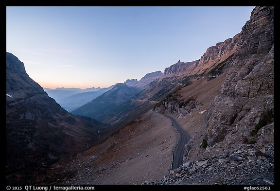 Going-to-the-Sun road at sunset. Glacier National Park (color)
