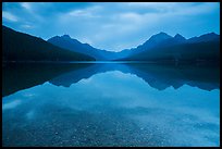 Reflections and pebbles at dawn, Bowman Lake. Glacier National Park ( color)