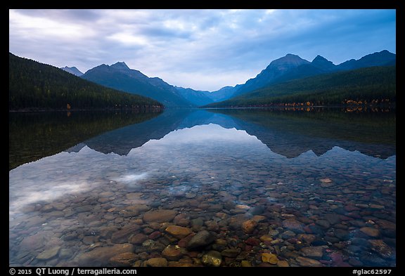 Picture/Photo: Submerged rocks and mountain reflected, Bowman Lake ...