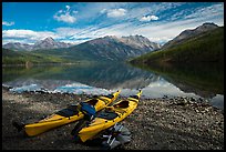 Kayaks on shore, Kintla Lake. Glacier National Park ( color)