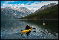 Two kayakers on Kintla Lake. Glacier National Park ( color)
