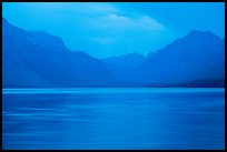 Blue colors of Lake McDonald at dusk. Glacier National Park ( color)