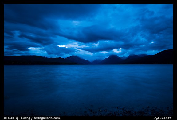 Ominous atmosphere on Lake McDonald at dawn. Glacier National Park (color)