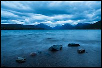 Rain clouds, turbulent waters, and rocks, Lake McDonald. Glacier National Park ( color)