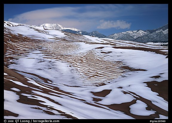Melting snow on the dunes. Great Sand Dunes National Park, Colorado, USA.