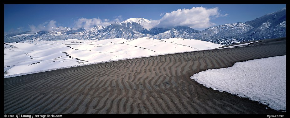 Scenic view of dunes in winter. Great Sand Dunes National Park (color)