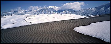 Scenic view of dunes in winter. Great Sand Dunes National Park and Preserve (Panoramic color)