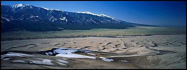 Dune field in winter. Great Sand Dunes National Park and Preserve (Panoramic color)