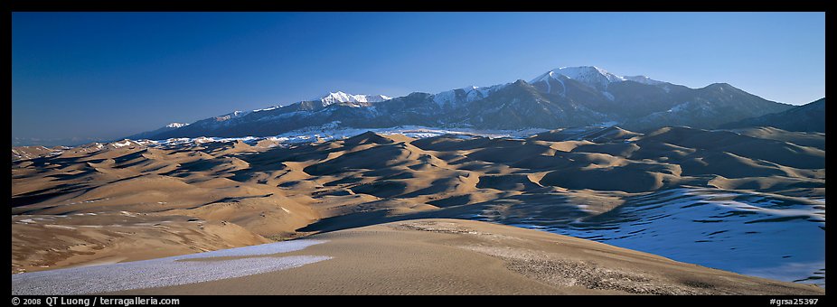 Sand dunes and Sangre de Christo mountains in winter. Great Sand Dunes National Park (color)