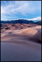 Dunes and Mount Herard at dusk. Great Sand Dunes National Park, Colorado, USA. (color)