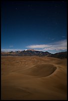 Dunes and Sangre de Cristo Mountains at night. Great Sand Dunes National Park, Colorado, USA. (color)