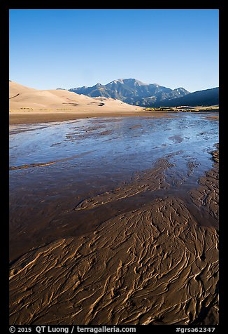 Shallow Medano Creek and sand patterns. Great Sand Dunes National Park and Preserve (color)