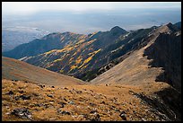 Summit slopes on Mount Herard, ridges, autumn colors, and dunes. Great Sand Dunes National Park and Preserve, Colorado, USA.