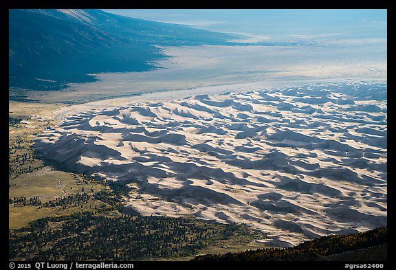 Dune field from above. Great Sand Dunes National Park and Preserve, Colorado, USA.