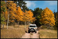 4WD vehicle on Medano primitive road in autumn. Great Sand Dunes National Park and Preserve ( color)