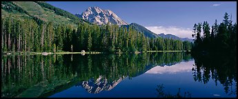 Mountain landscape with Lake reflection. Grand Teton National Park (Panoramic color)