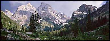 Mountain scenery with dramatic peaks. Grand Teton National Park (Panoramic color)
