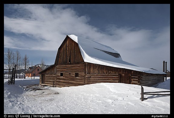John and Bartha Moulton homestead in winter. Grand Teton National Park, Wyoming, USA.