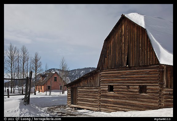 Moulton barn and house in winter. Grand Teton National Park (color)