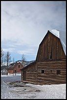 Wooden barn and house, Moulton homestead. Grand Teton National Park, Wyoming, USA. (color)